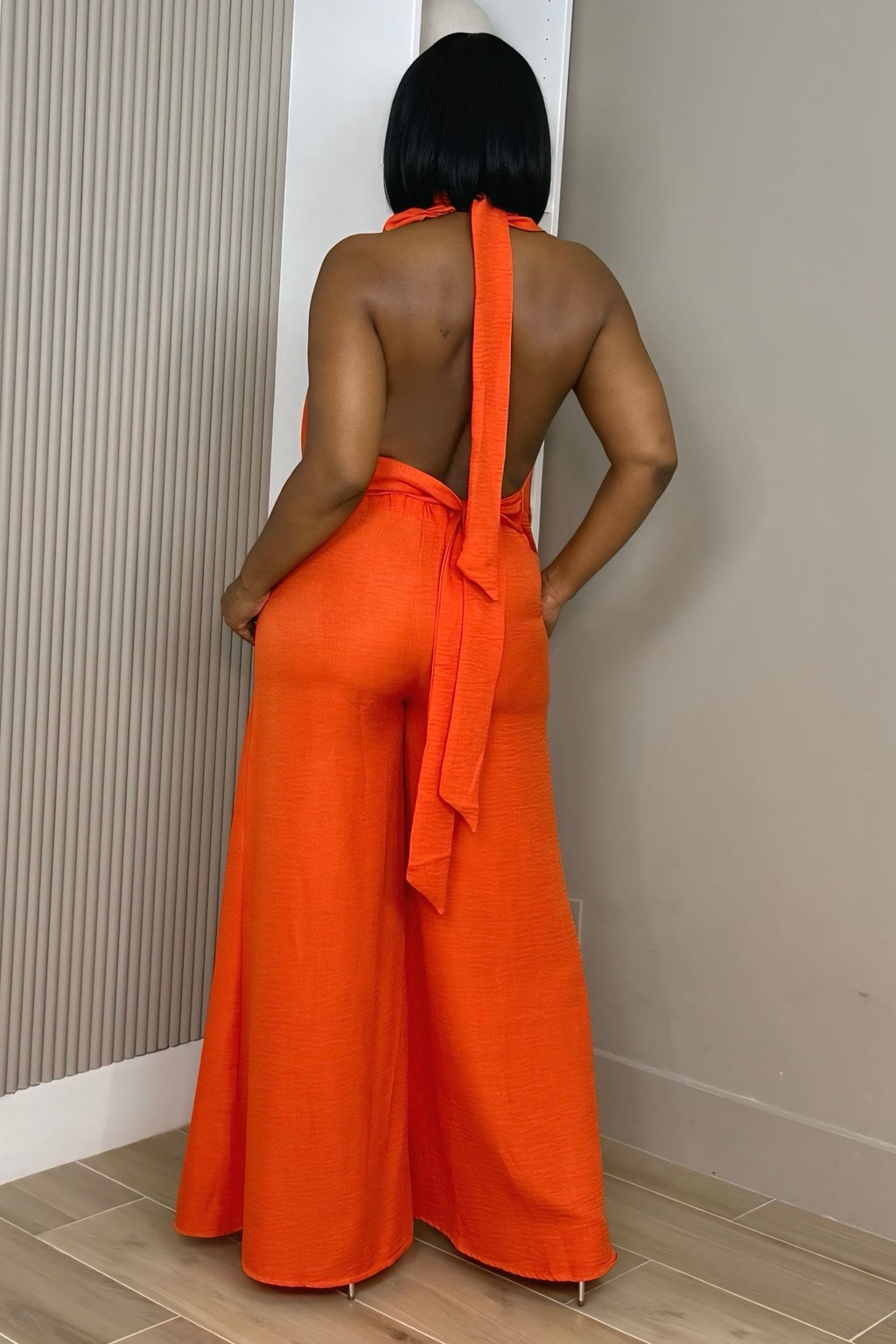 Shaunteria Draped Halter Wide Leg Pant Set - Orange – Shop Pretty