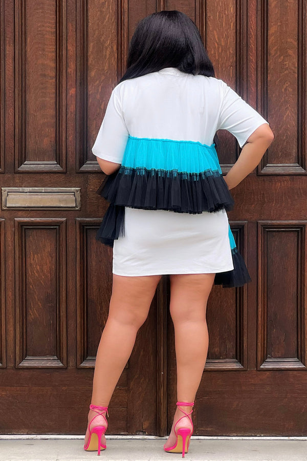 Zaria Ruffle Detail Shirt Dress-White