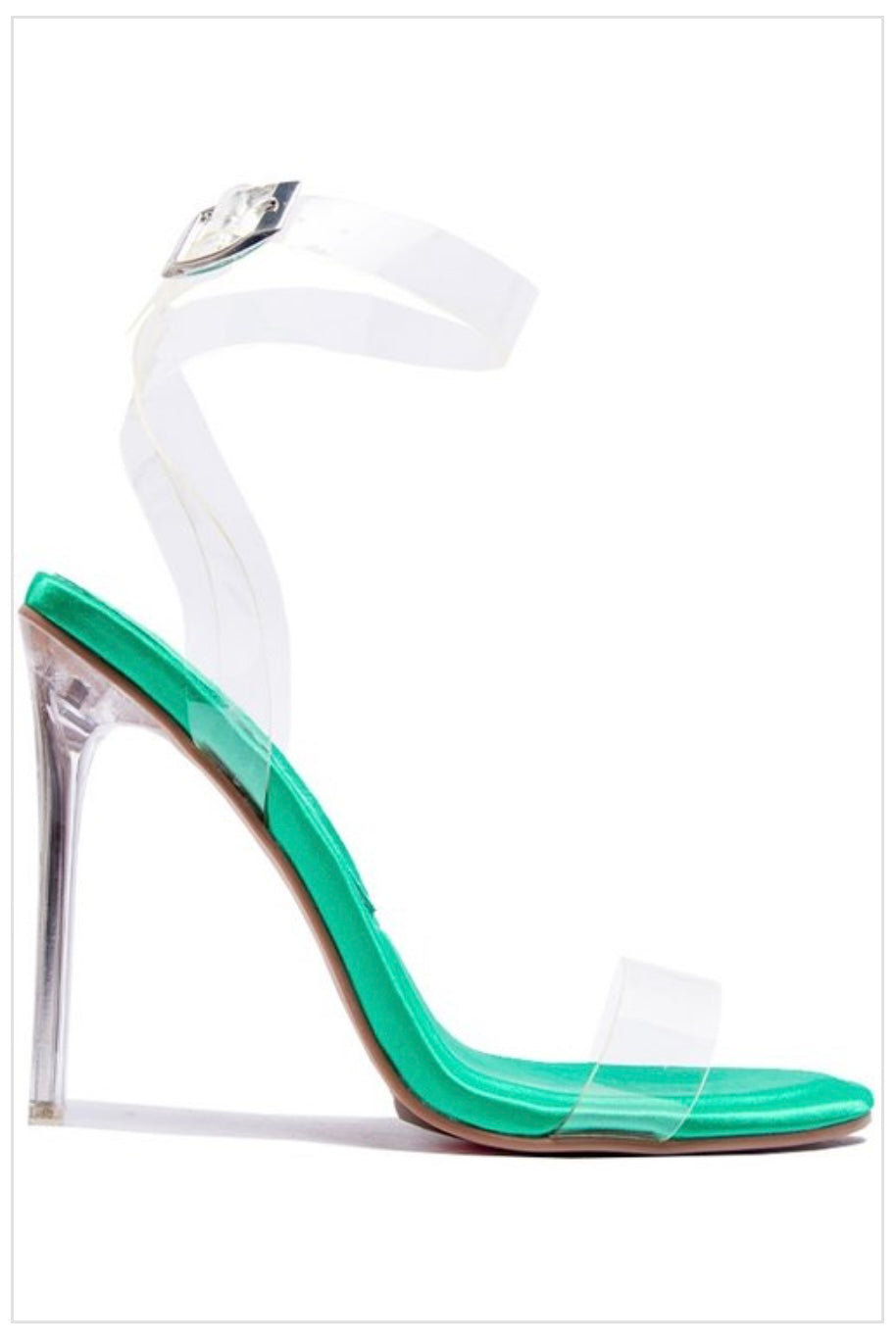 Fellow Clear Strap High Heel Stiletto Green 6.5