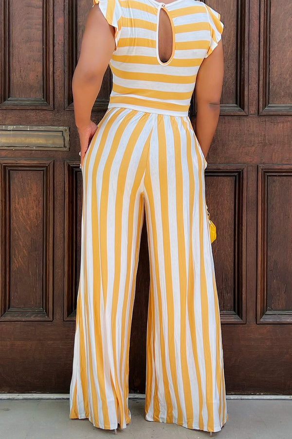 Karim Comfy And Casual Wide Leg Jumpsuit- Mustard