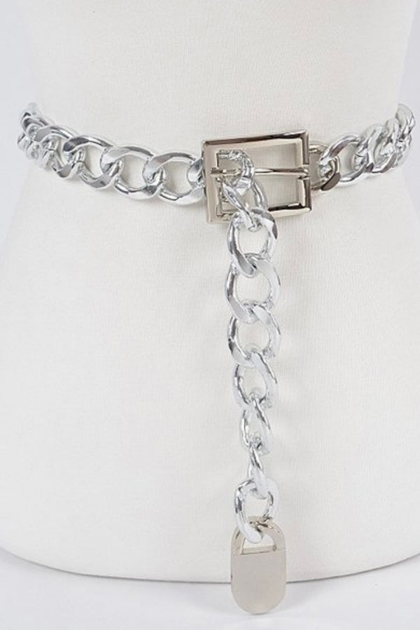 Chunky Chain Waist Belt-Silver