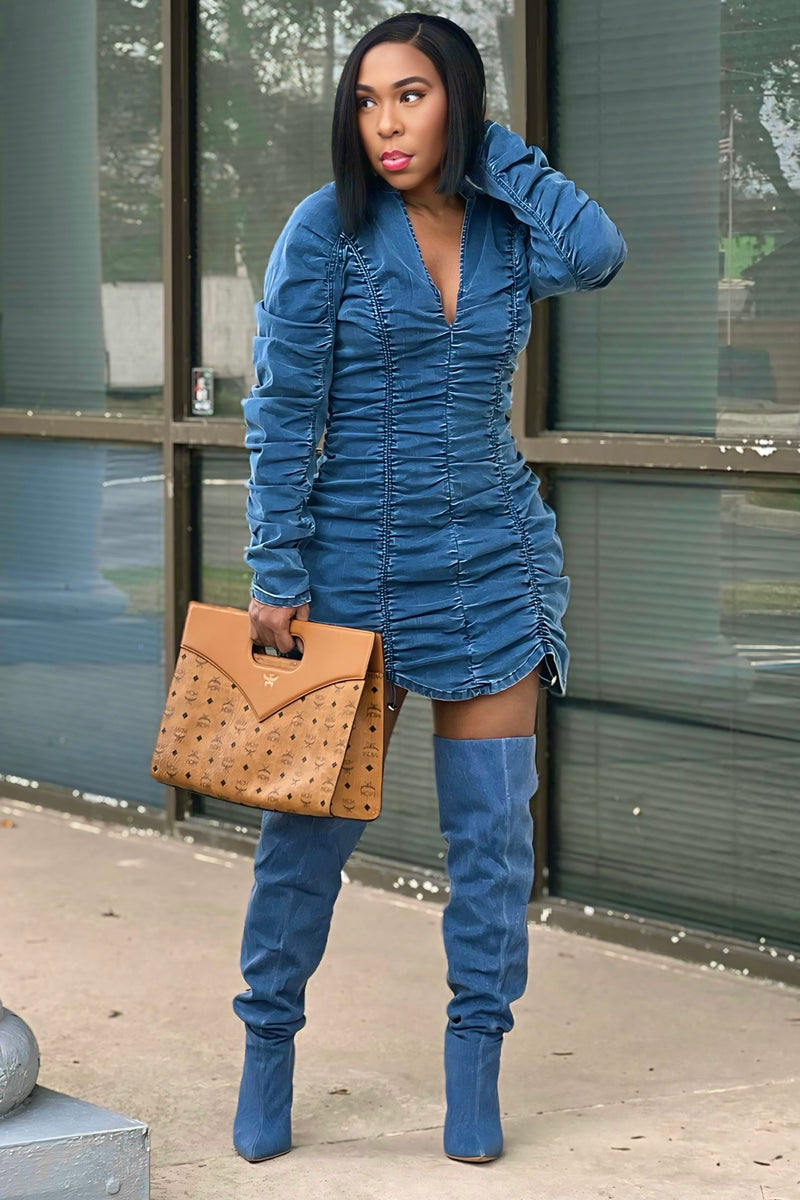 Kenya Lux Denim Mini Dress