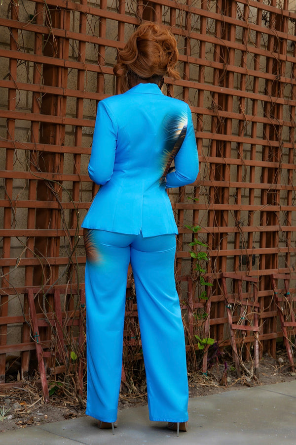 Daphne Feather Design Suit -Blue