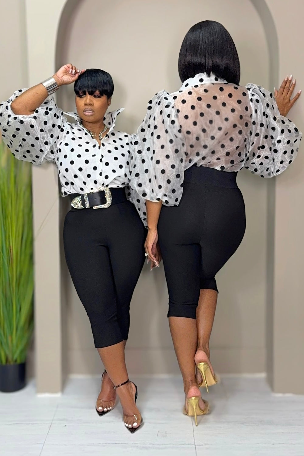 Simone Polka Dot Statement Blouse – Shop Pretty Pieces