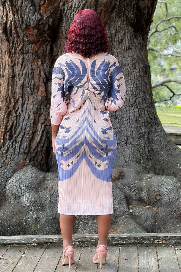 Mae Pleated Couture Dolman Midi Dress