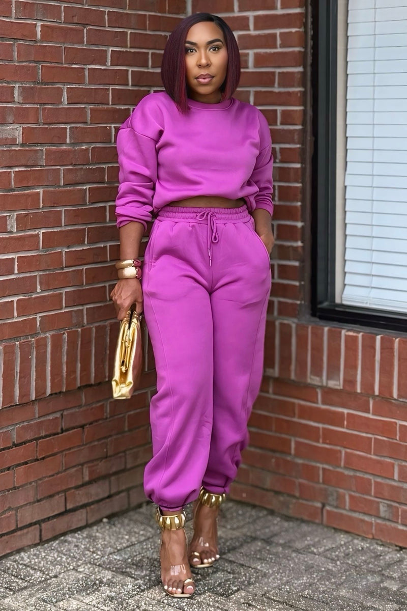 Yvonne Effortless Luxe Jogger Set-Magenta