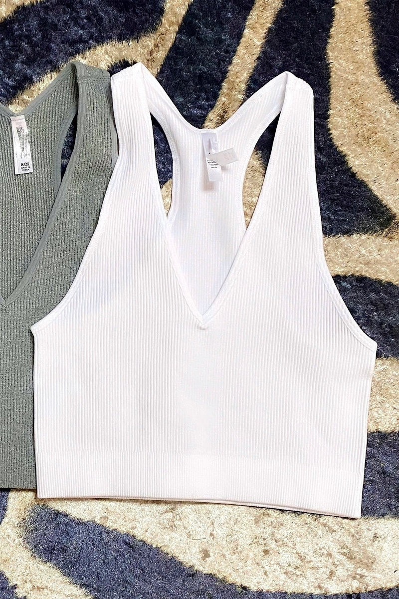 Sanisse Racer Back Tank White