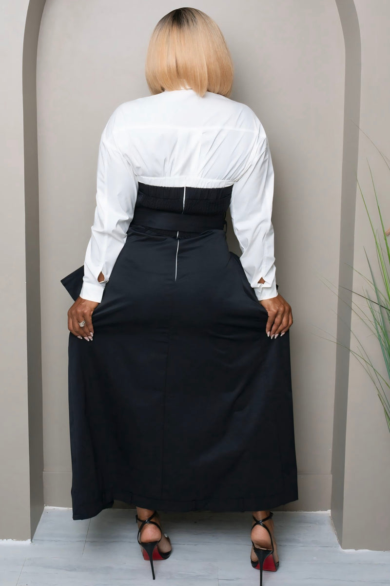 Davida Press Play Button Up Maxi Dress - Black