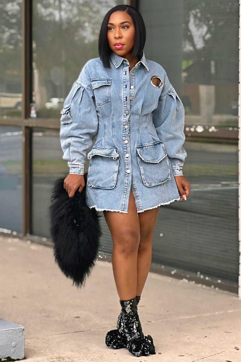 Tiffany Lux Statement Denim Mini Dress