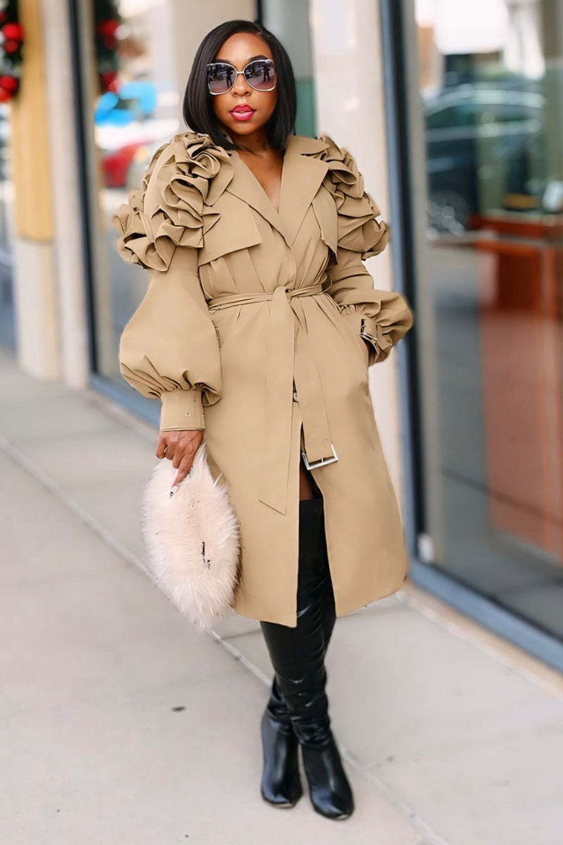 Shareena Ruffled Sleeve Statement Trench Coat