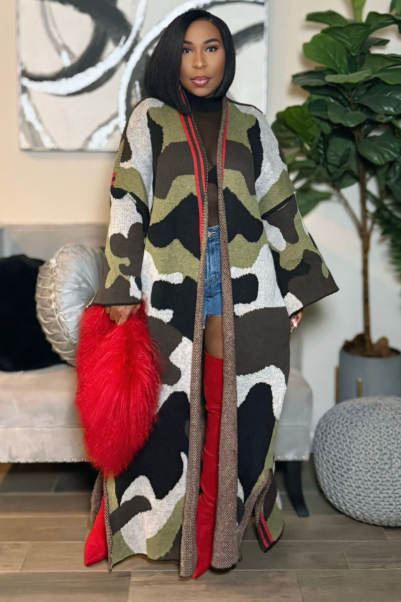 Shontia Camo Cozy Statement Cardigan