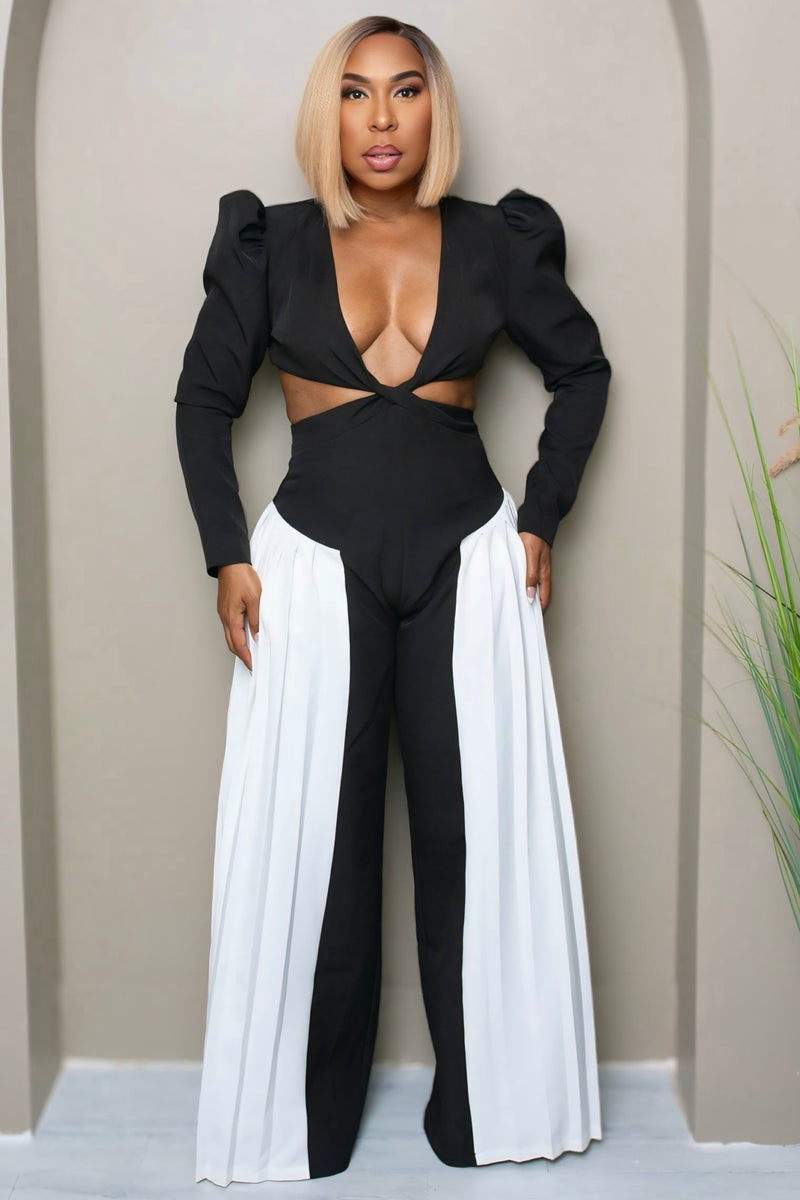 Veronica Power Play Pleated Jumpsuit