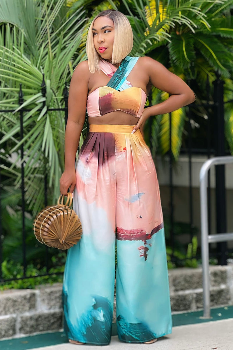 Sharon Tropical Vibes Dressy Cami Top and Palazzo Pants Set Shop Pretty Pieces