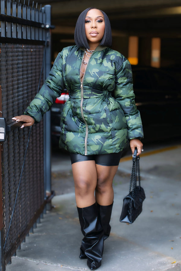 Marilyn Camo Puffer Coat/Dress