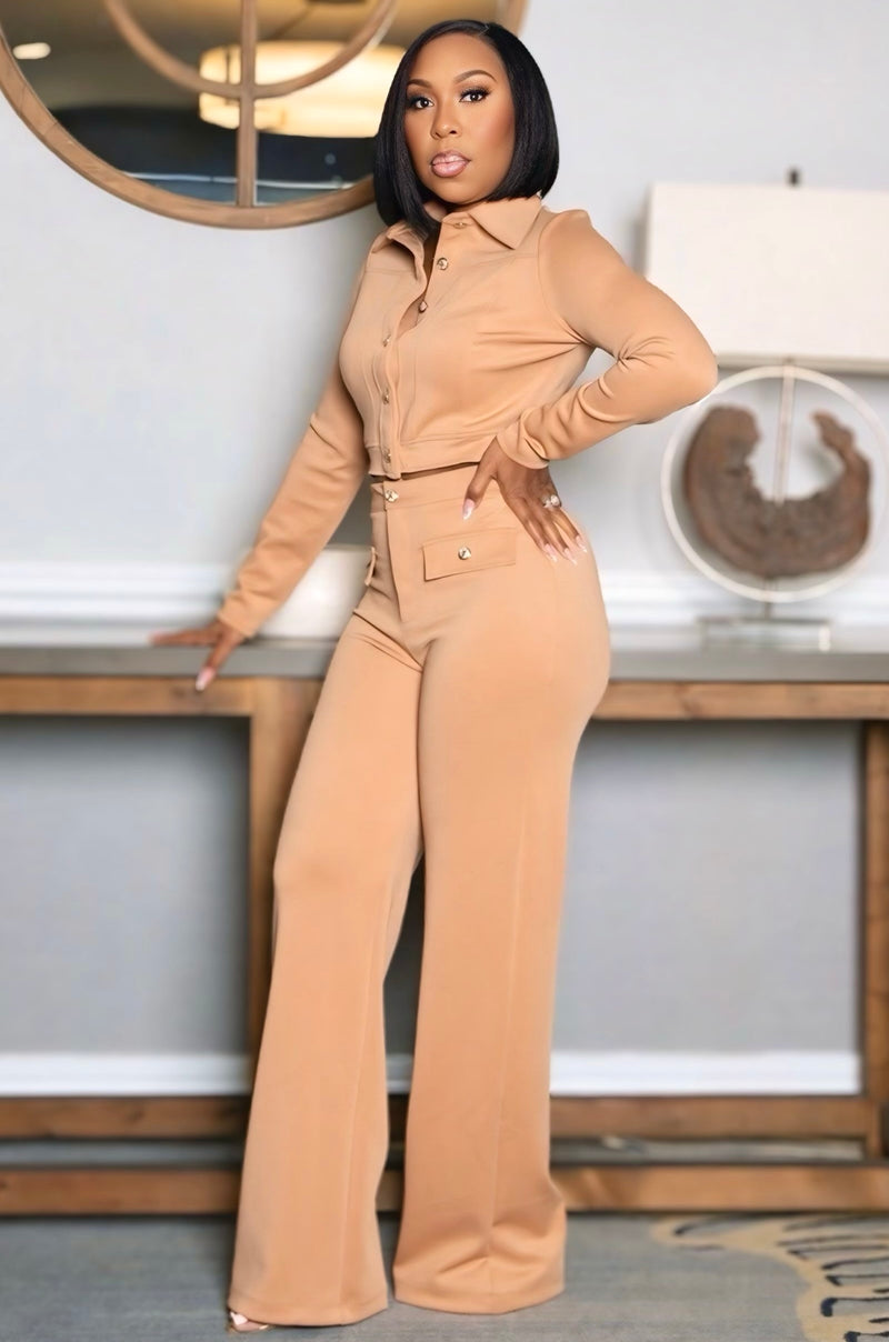 Mavis Dressy Crop Jacket and Wide Leg Pants Set