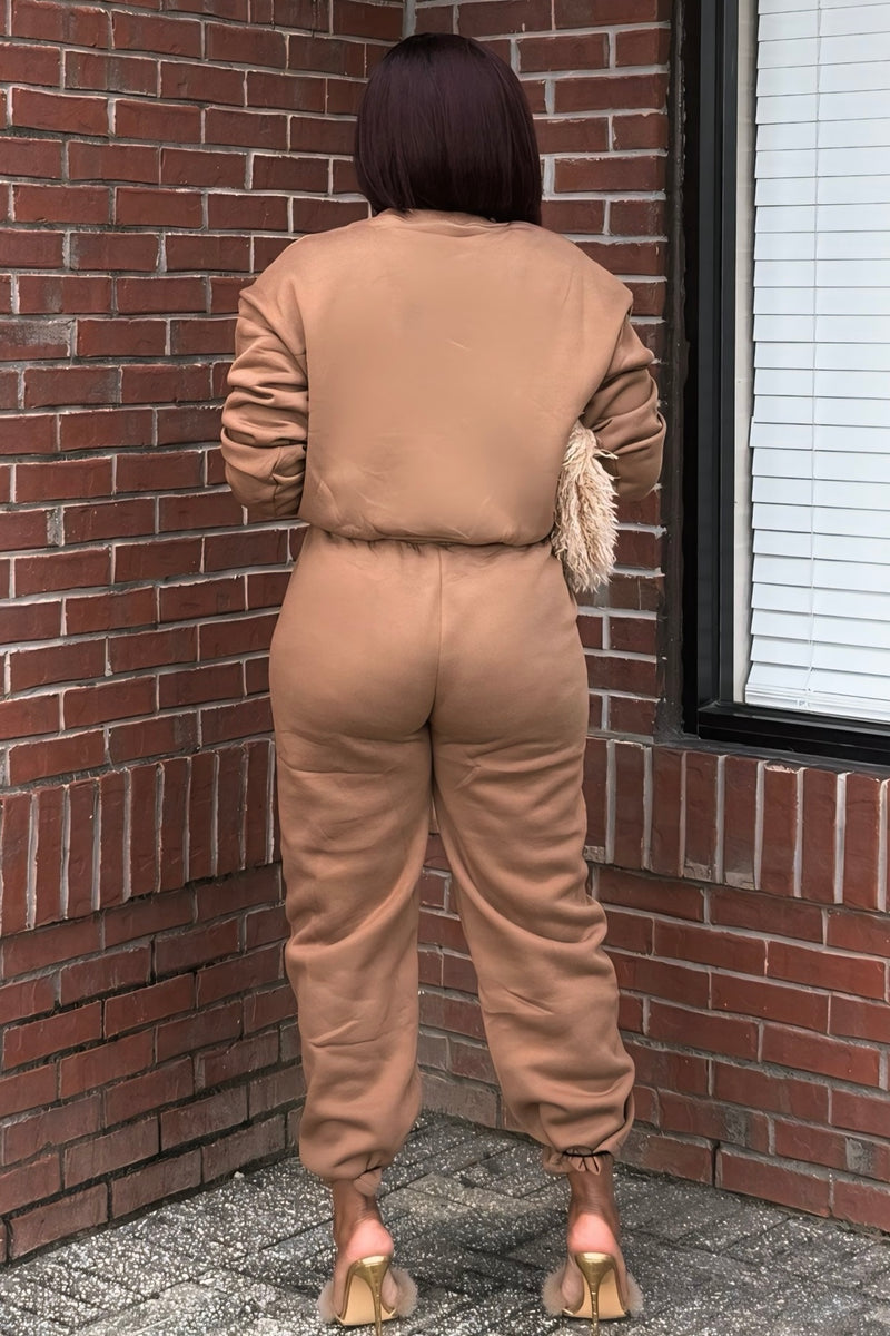 Yvonne Effortless Luxe Jogger Set-Kkaki