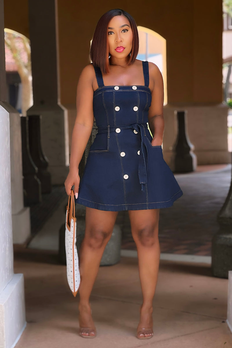 Meena Premium Denim Babydoll Dress