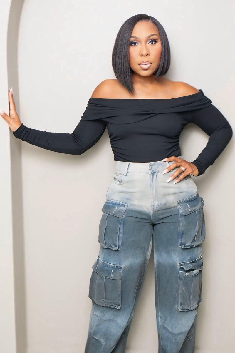 Balynda Elevated Basic Off-Shoulder Chic Top-Black