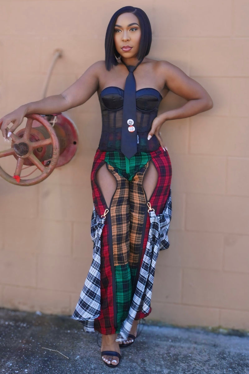 Zika “Mad About Plaid” Split-Leg Pants