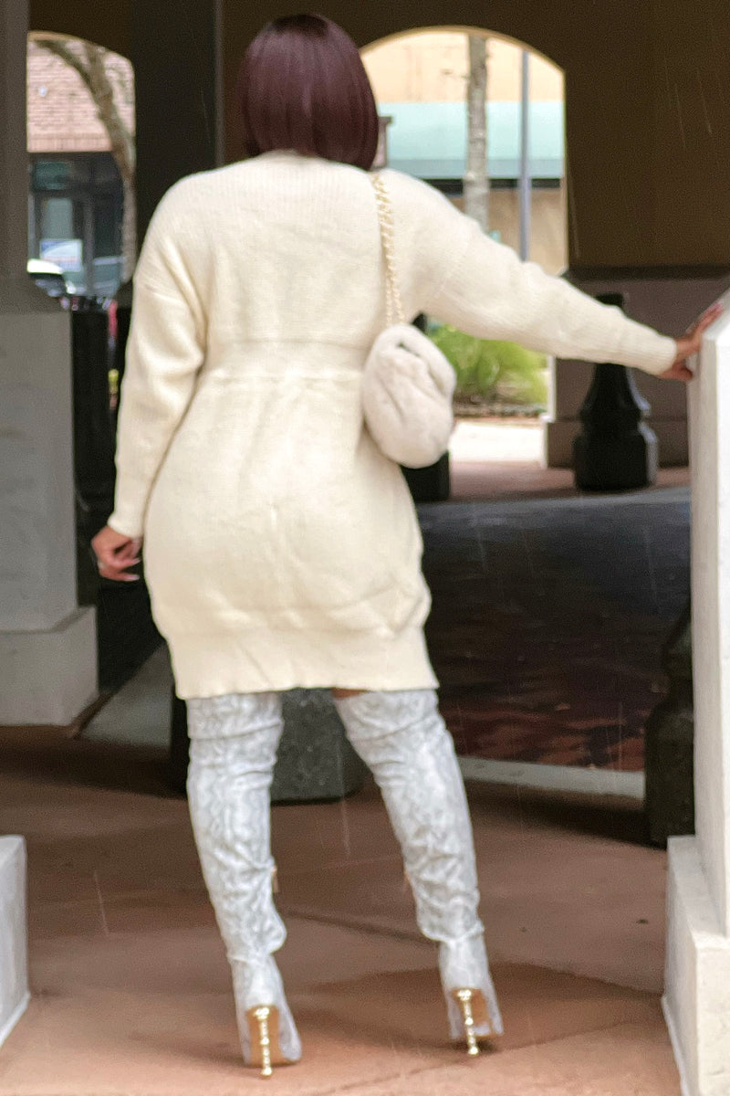 Marla Sweater Knit Cardigan/Dress - Cream