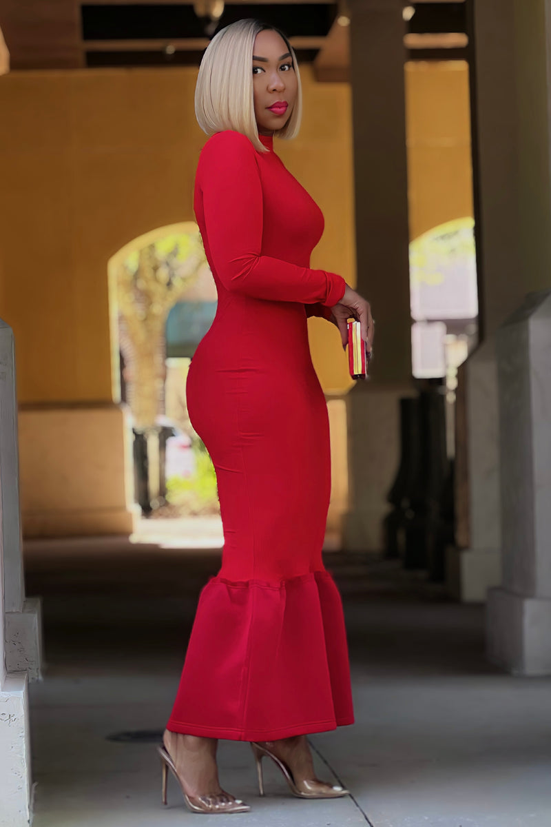 Mary Mermaid Maxi Dress- Red