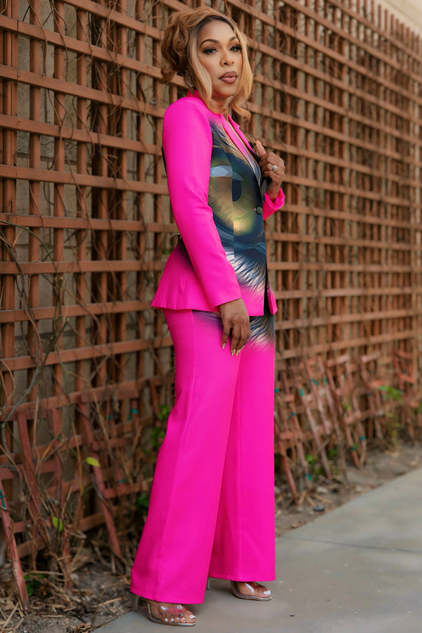 Daphne Feather Design Suit -Pink