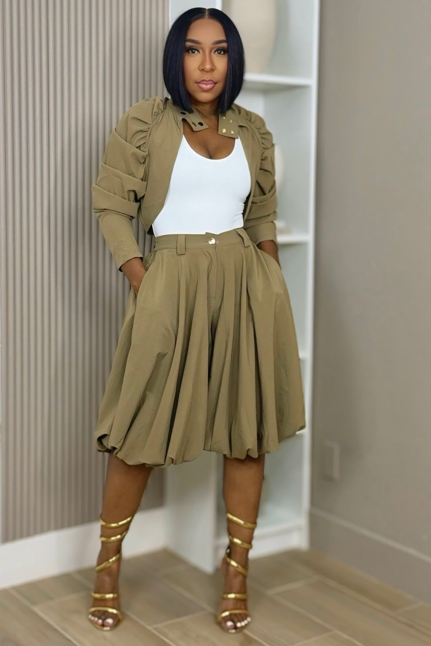Blair Upscale Crop Jacket And Pleated Culotte Set Preorder Ships 7