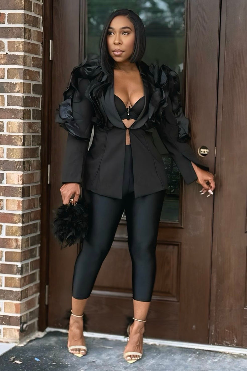 Carleena Ruffle Power Statement Blazer