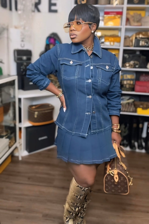 Claudia Denim Days Pleated Set