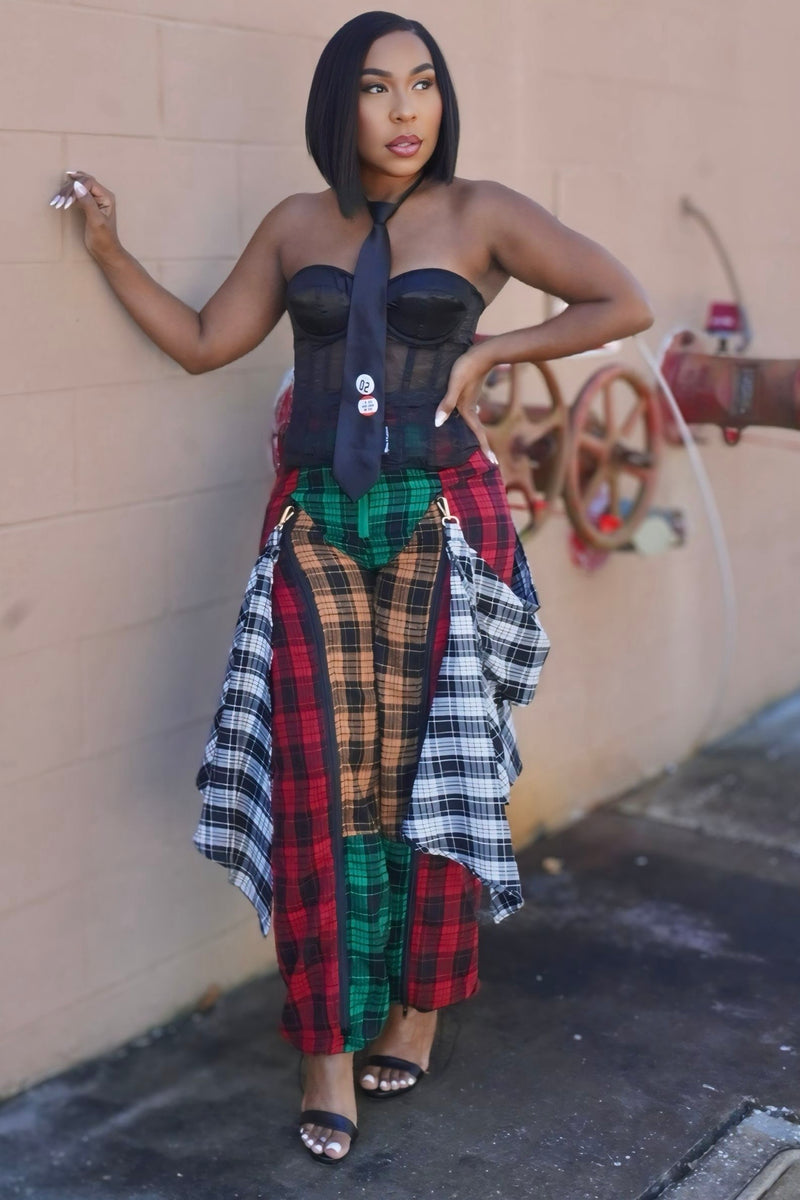 Zika “Mad About Plaid” Split-Leg Pants