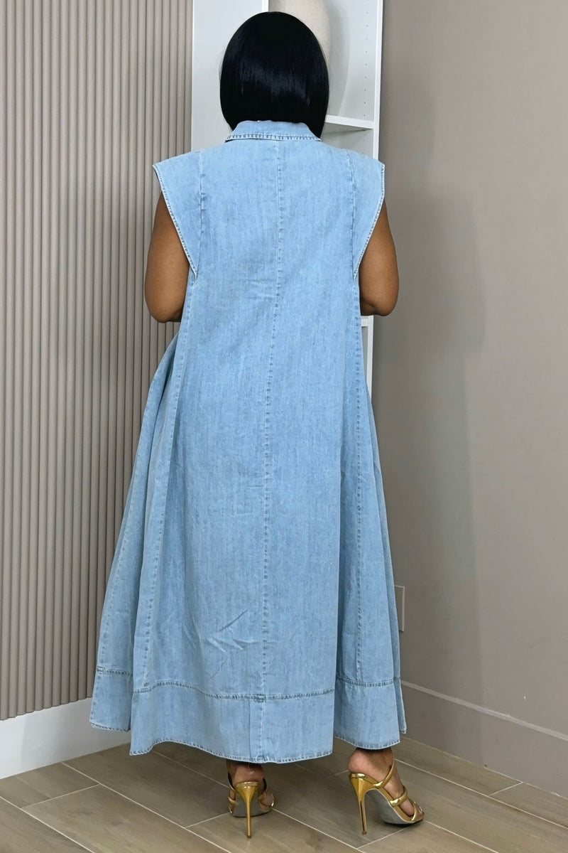 Solenne Denim Maxi Shirt Dress – Shop Pretty Pieces