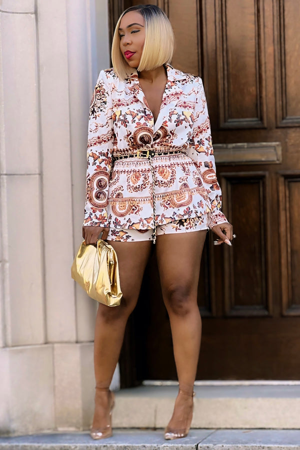 Monique Fancy Blazer and Shorts Suit Set