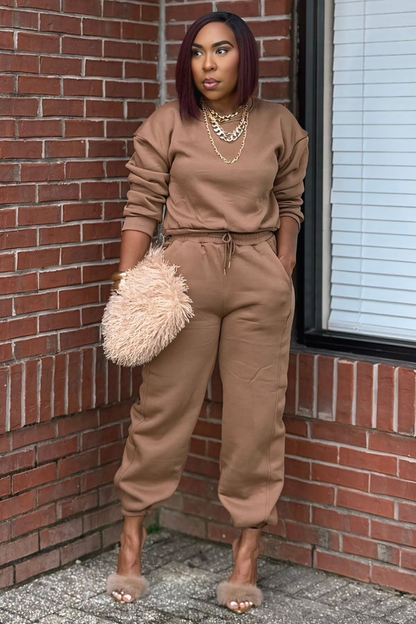 Yvonne Effortless Luxe Jogger Set-Kkaki