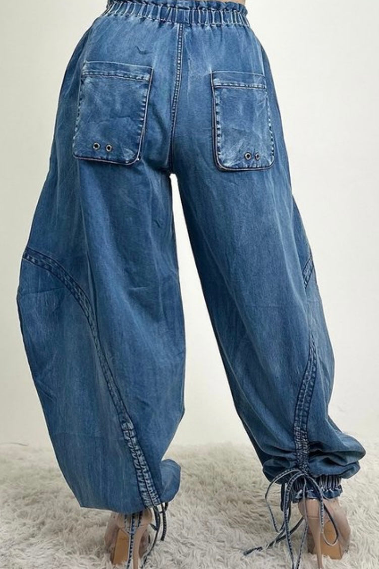 Falisia  Relaxed Cargo Denim Pants