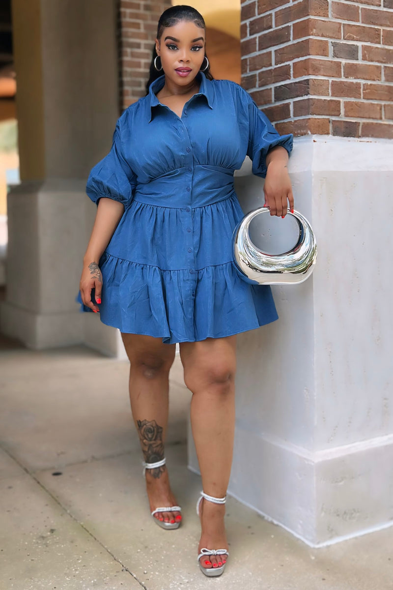 Carolyn Fun And Flirty Denim Babydoll Dress Plus