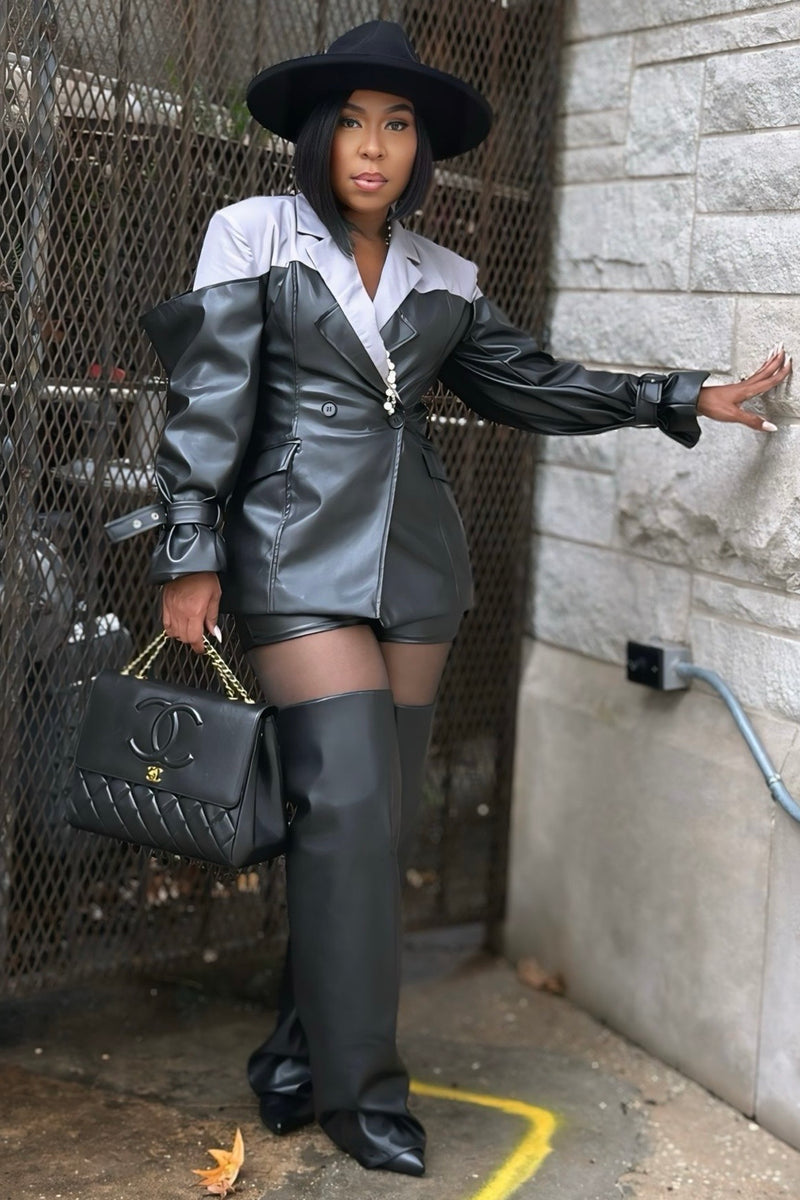 Pretty Boss Vegan Leather Blazer