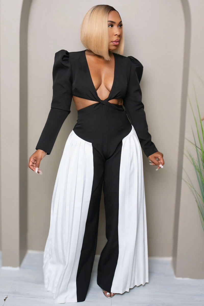 Veronica Power Play Pleated Jumpsuit