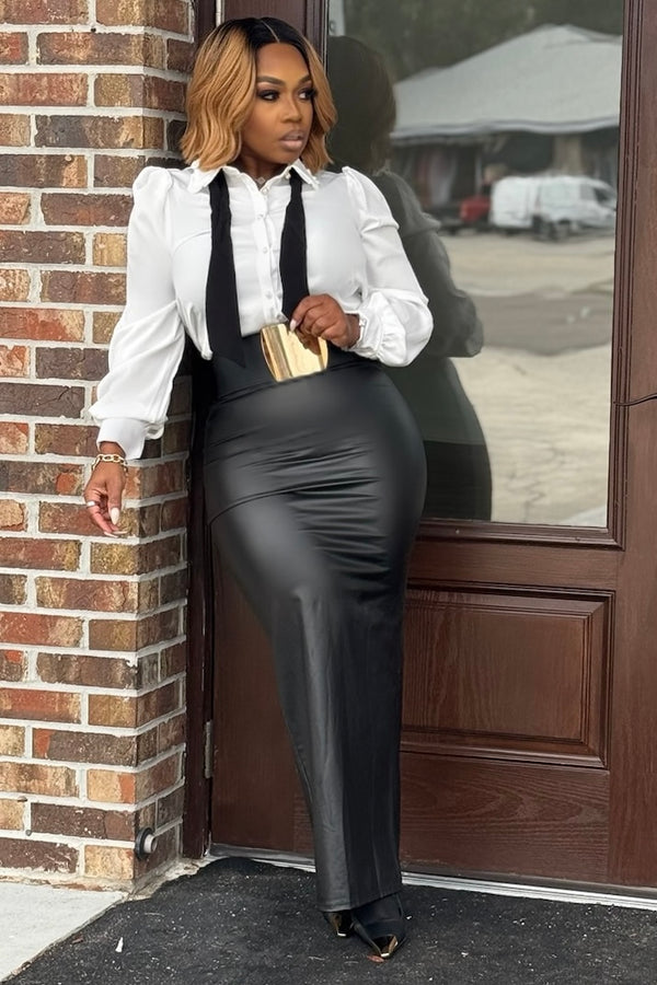 Karina High Society Faux Leather Maxi Skirt