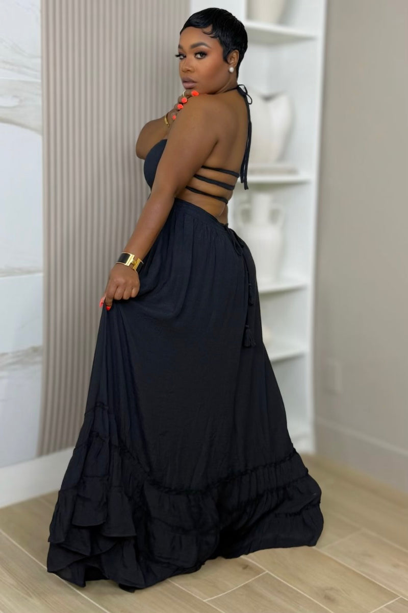halter maxi dress black FRANCESCO MURANO