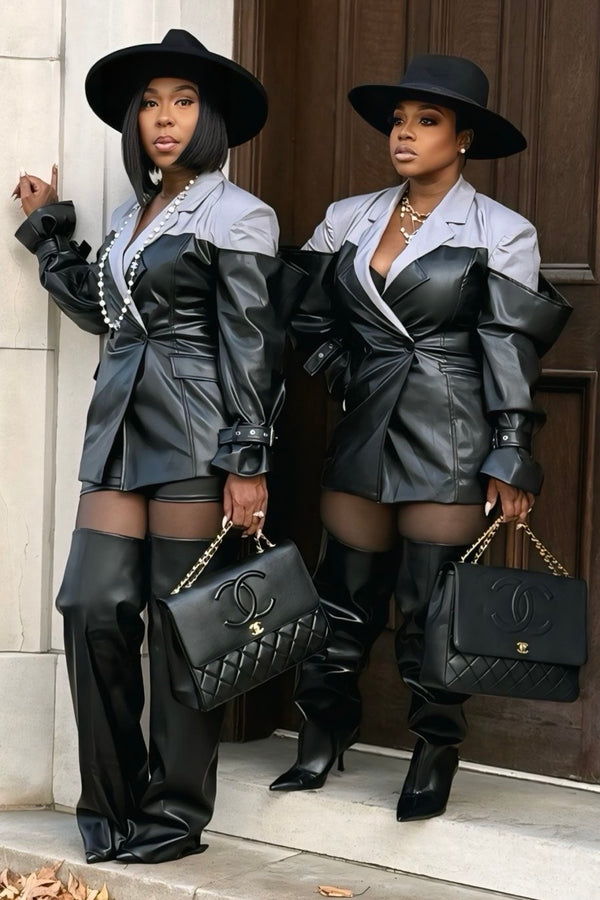 Pretty Boss Vegan Leather Blazer