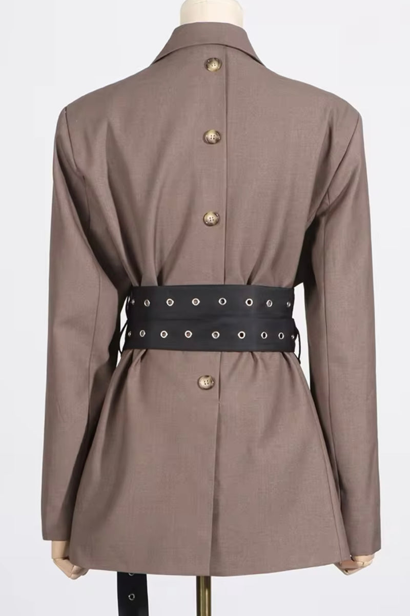 Cynthia Belted Hardware-Detail Blazer