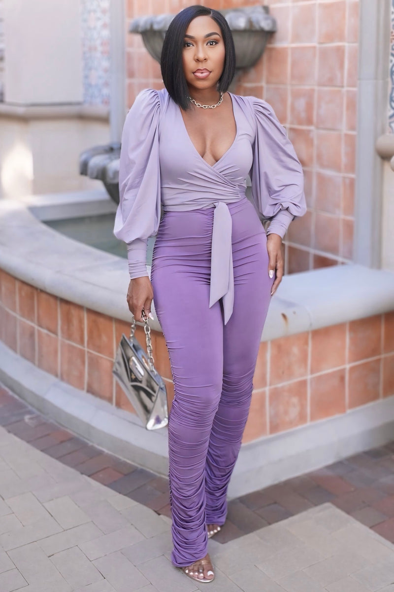 Lorena Lavender Luxe Ruched Pants
