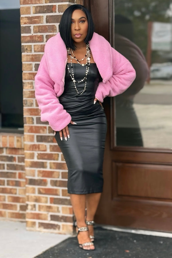 Glenda Pink Luxe Faux Fur Jacket