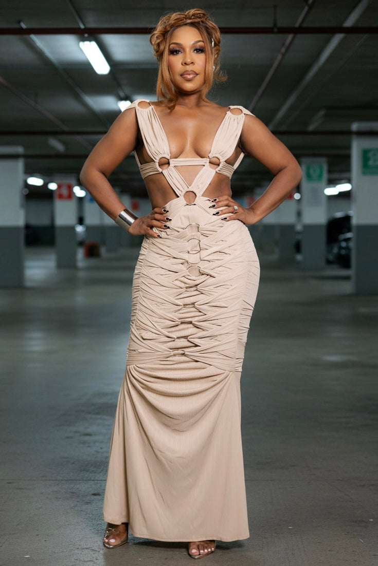 Sahara Mystique Pleated Maxi Gown