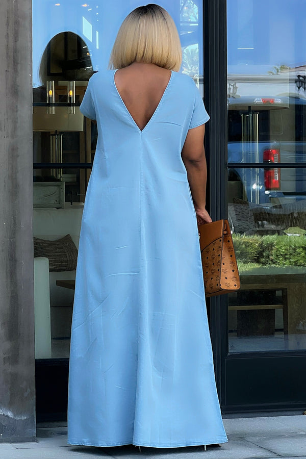 Kareema Loose And Relaxed Fit Soft Denim Maxi Dress PREORDER