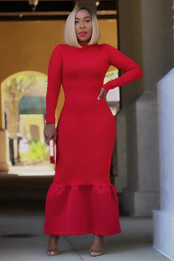 Mary Mermaid Maxi Dress- Red