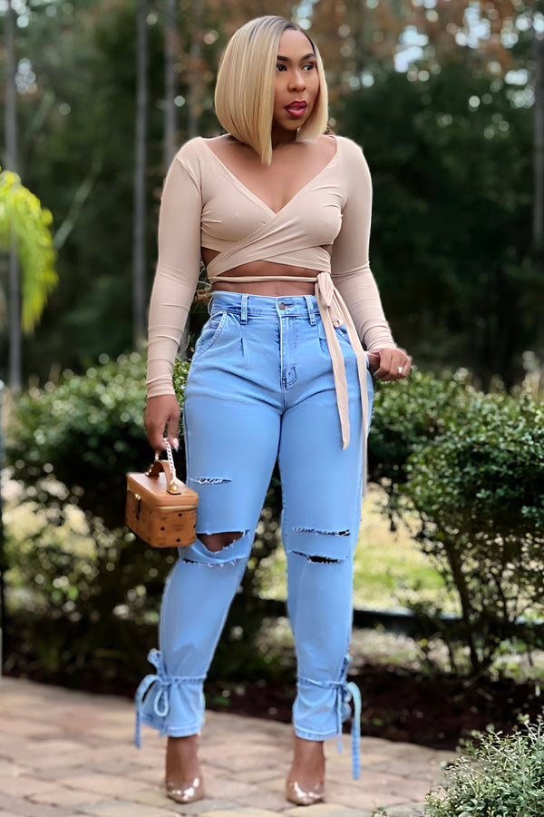 Shardae Pretty Basic Long Sleeve Wrap Top