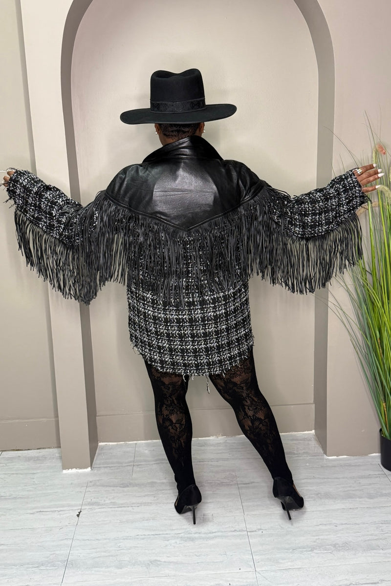 Lucille Fringe Factor Tweed Shacket