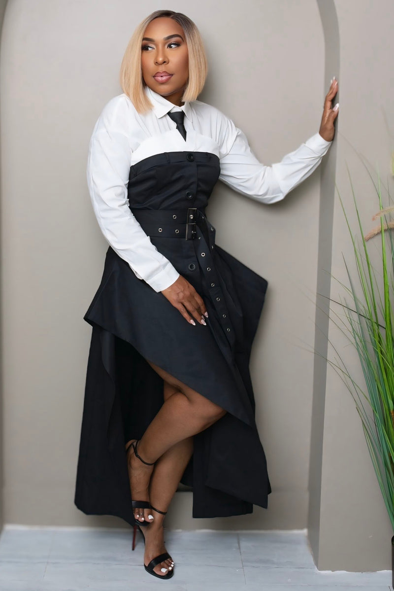 Davida Press Play Button Up Maxi Dress - Black