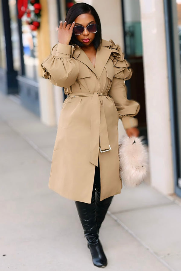 Shareena Ruffled Sleeve Statement Trench Coat